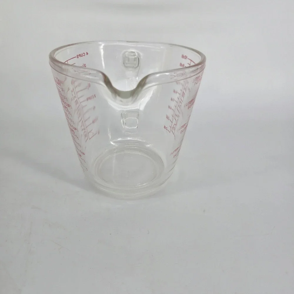 Vintage Pyrex D Handle Measuring Cup Set Red Block Letter 4 Cup 1 Cup 532 508